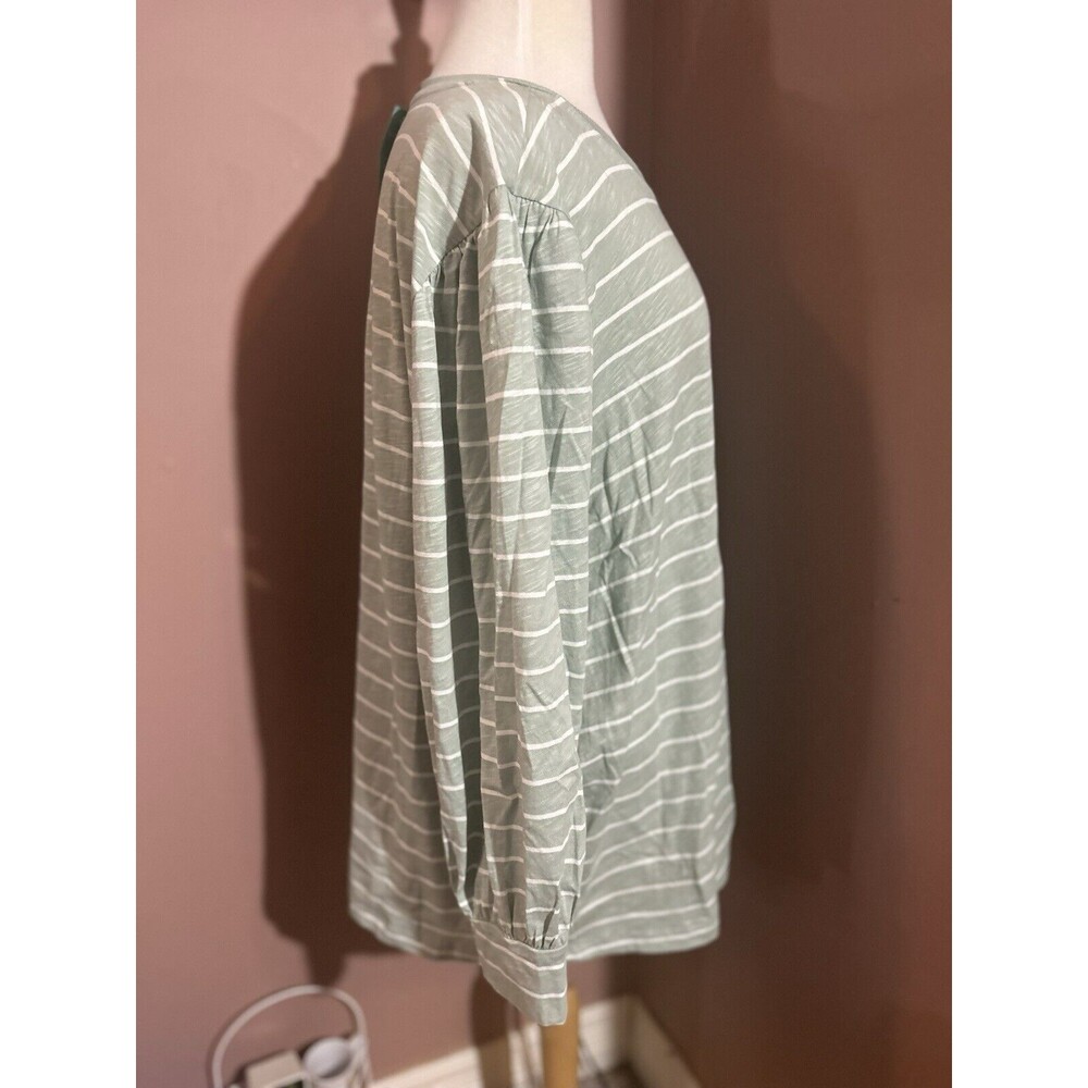 Maurices 24/7 Long Sleeve Top Womens 3X Ruched Shoulders Sleeves Green White New - Picture 7 of 12